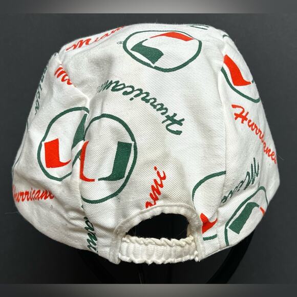 RARE Vintage 80s MIAMI HURRICANES AOP All Over Print Kappit Hat NCAA MADE IN USA - Picture 3 of 6